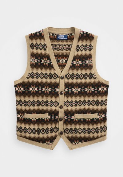 Polo Ralph Lauren FAIR ISLE WOOL SWEATER VEST - Cardigan - tan combo
