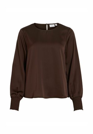 VILA, LONG SLEEVED TOP VIELLETTE ROUND NECK - T-shirt à manches longues - coffee bean