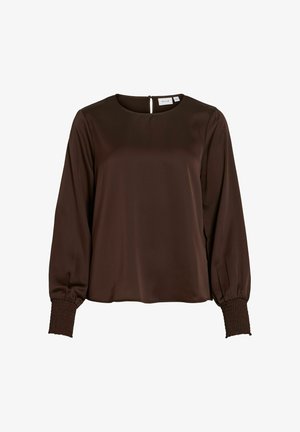VILA, LONG SLEEVED TOP VIELLETTE ROUND NECK - Langærmet T-shirt - coffee bean