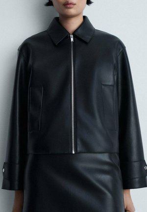 Imiteret læderjakke - black