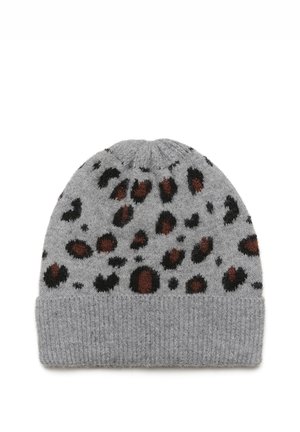 MAE  - Beanie - grey mel animal knit pattern