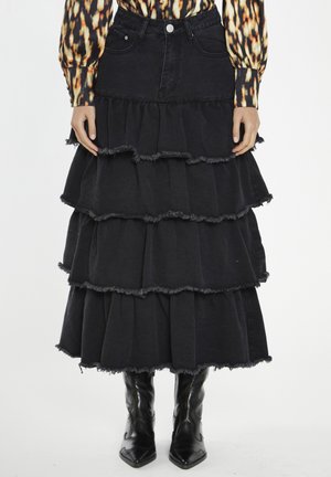 TIERED - A-linjekjol - washed black