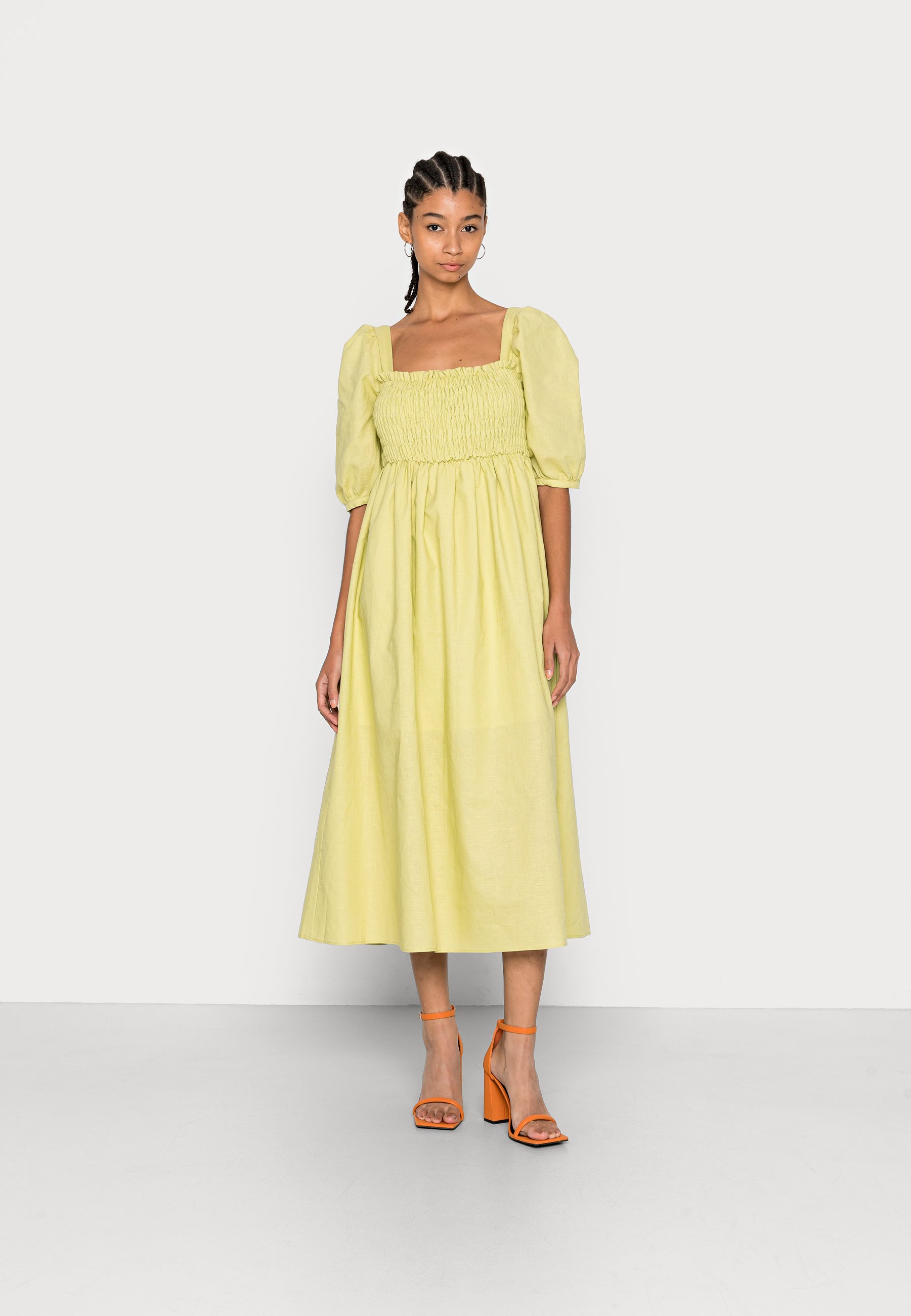 midi day dress with sleeves