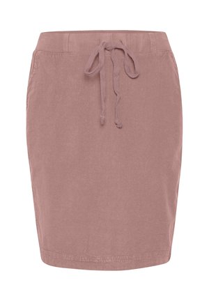 Casual rok in stoffige rozekleur met een elastische tailleband en een verstelbaar trekkoord, gemaakt van een zachte, getextureerde stof.