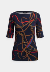 BELTING-PRINT COTTON BOATNECK TEE - Printtipaita - navy/multi-coloure