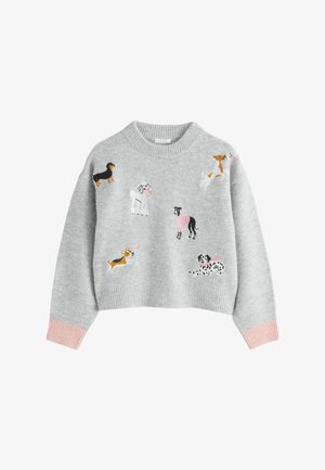 Next, REGULAR FIT - KNITTED JUMPER - Strickpullover - grey dog embroidered