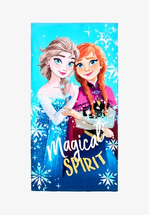 Two animated girls with braided hair in winter-themed dresses embrace, surrounded by snowflakes and the words "Magical Spirit" on a blue background.
