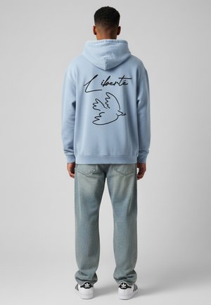 LIBERTE EMBROIDERY HEAYVWEIGHT UNISEX OVERSIZED - Felpa con cappuccio - washed blue