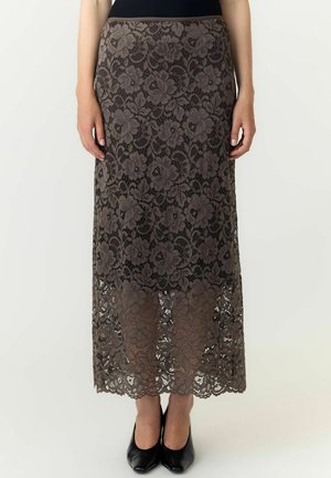 YAS MIDI SKIRT YASLACEY HW - Jupe longue - chocolate brown