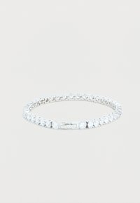 Bracelet ton argent orné de cristaux ronds et clairs, montés dans un design en maillons avec une fermeture sécurisée. Finition lisse et polie sur toute la surface.
