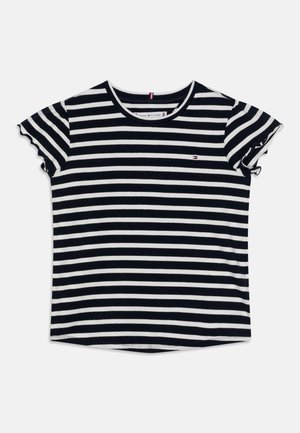 STRIPED RUFFLE SLEEVE - T-shirt print - desert sky