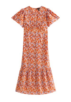 New Look, FLORAL PRINT SHORT SLEEVE MIDI - Day dress - orange
