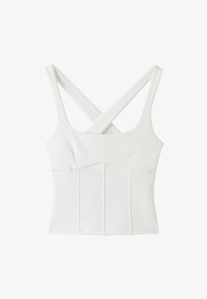 Stradivarius, FITTED TOP WITH VISIBLE SEAMS AND WIDE STRAPS - Débardeur - beige