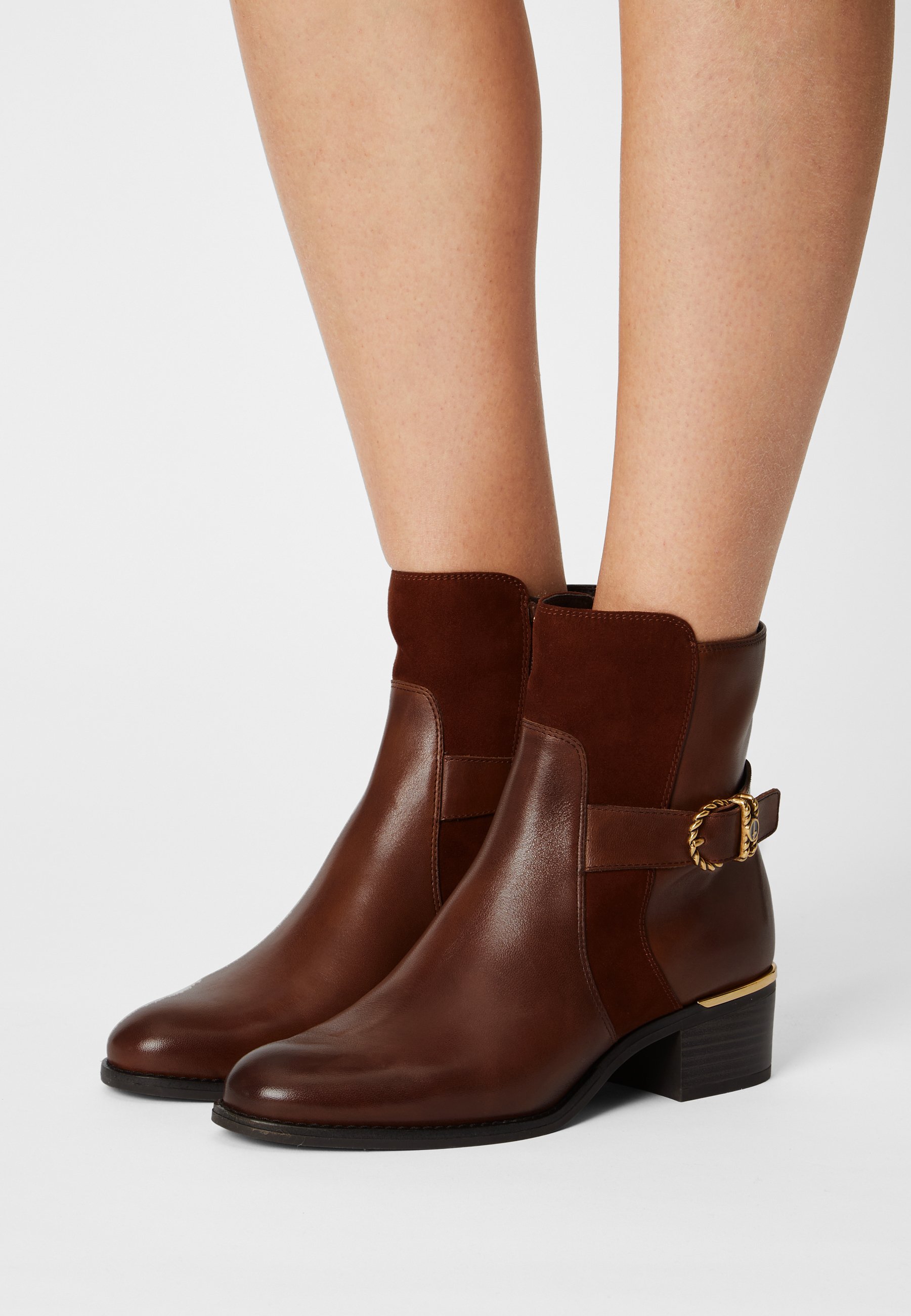 tamaris leder stiefelette cognac