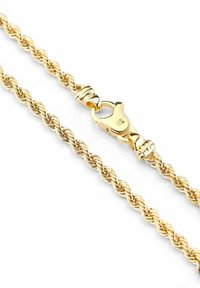 Guld snoet kædehalssmykke med en lobsterlås. Glat overflade med en poleret finish og ensartet glans gennem hele kæden.