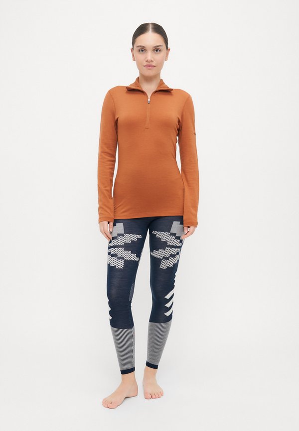 WOMEN HALF ZIP - Undershirt - dark orange3
