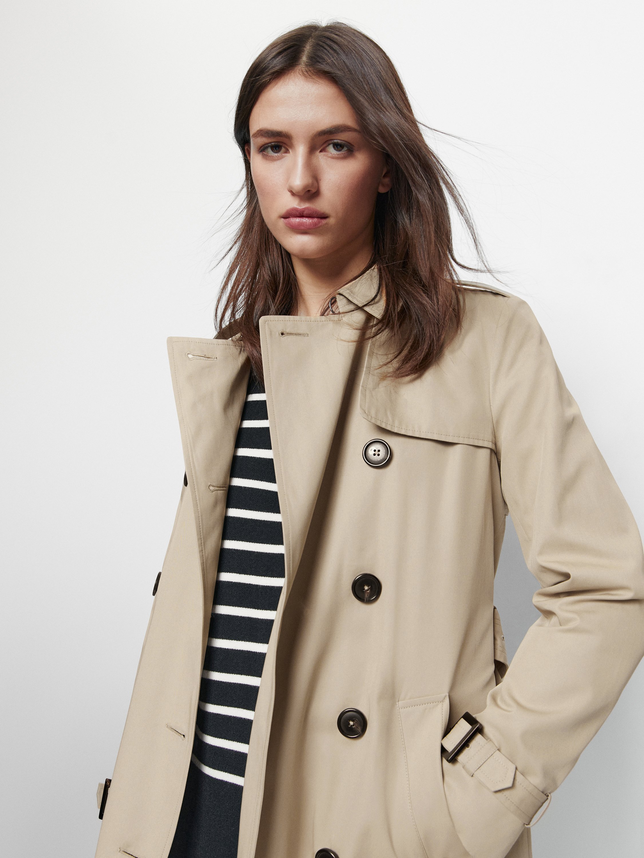 massimo dutti trench coat blue