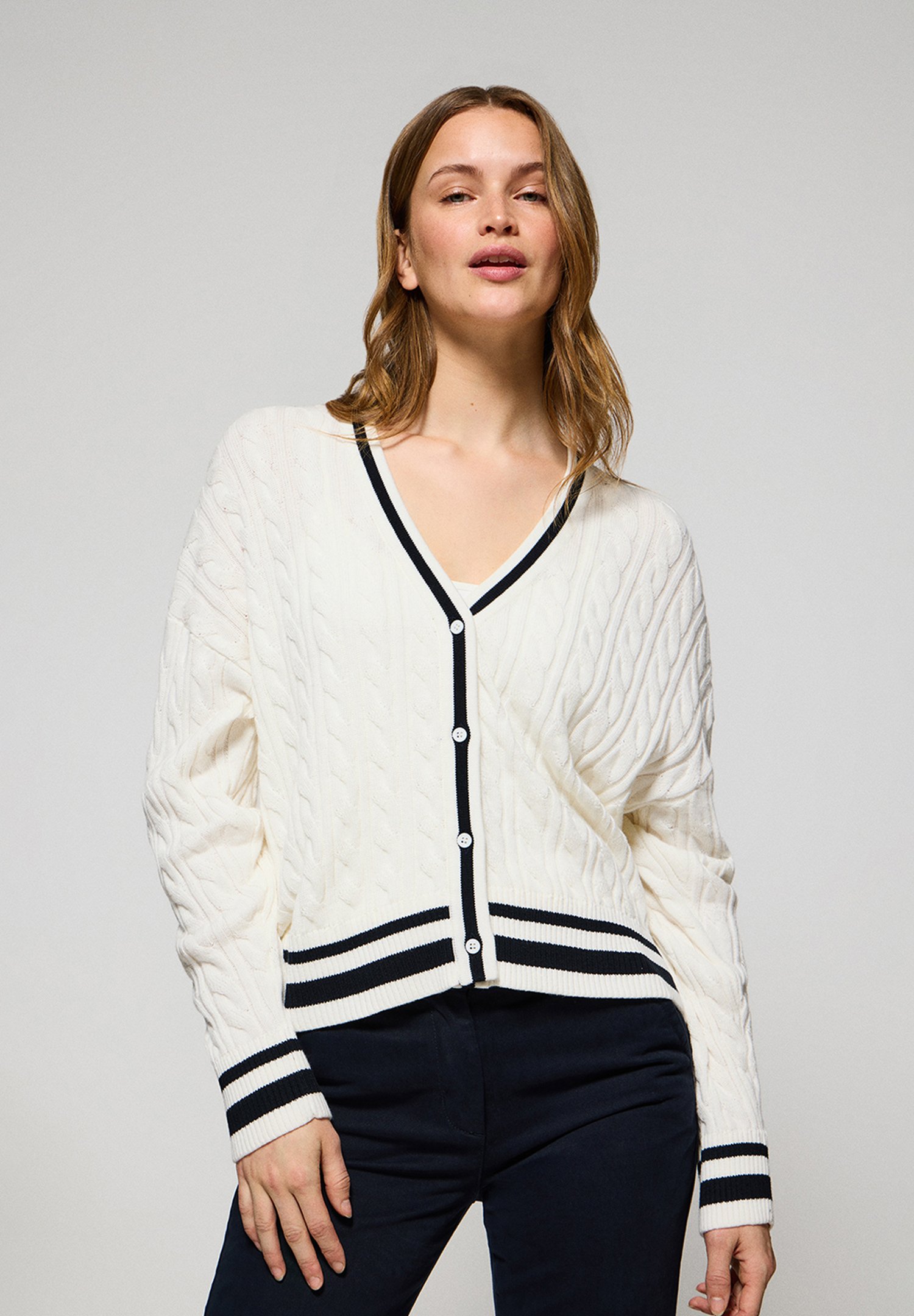 Polo Club NAUTIC BUTTONED BOXY FIT AZARIEL Cardigan ecru/beige