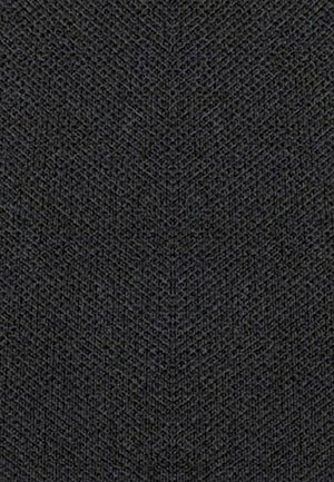 Donker geweven stof met een visgraatpatroon, met een gestructureerd oppervlak. De kleur is overwegend zwart met subtiele variaties.