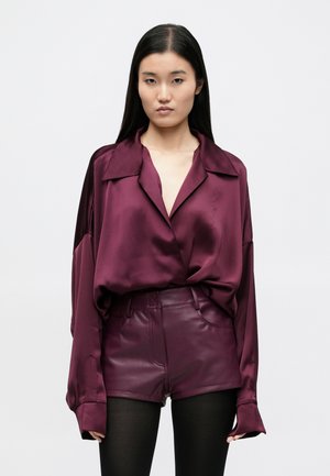 SUPER OVERSIZED BOYFRIEND SHIRT BODYSUIT - Μπλούζα - plum