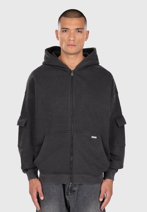 Zip-up sweatshirt - vintage wash black