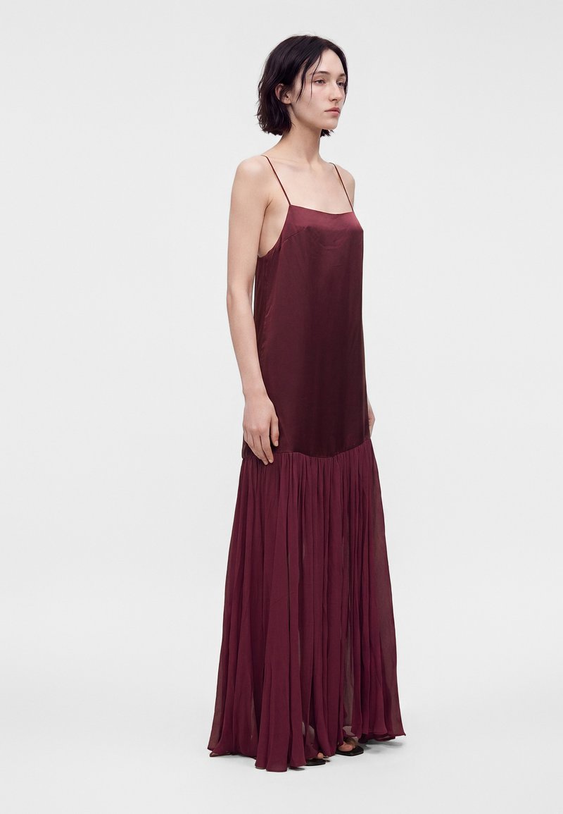 burgundy maxi dress uk ANINE BING CLEMENTINE - dress Color:Honey / White Asymmetrical Long Dress USCHINATAG tie events