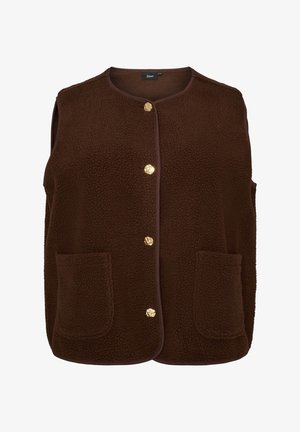 Zizzi, TEDDY-WESTE MIT KNÖPFEN UND TASCHEN - Γιλέκο - braun