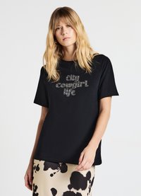 Calliope SCRITTA STRASS - T-shirt con stampa - ultrablack