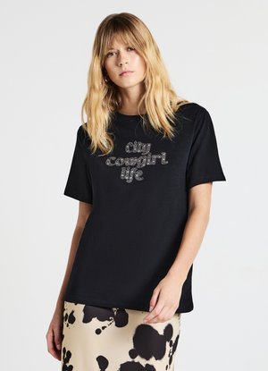 Calliope SCRITTA STRASS - T-shirt imprimé - ultrablack