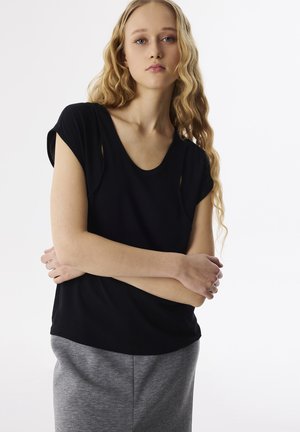 REGULAR FIT CUTOUT - Camicetta - black