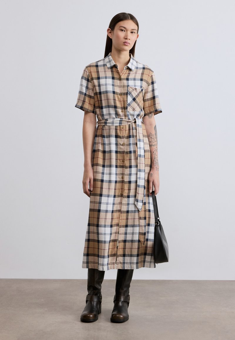 knee length dresses for ladies Ruin Fern Printed Midi Shirt Dress - Brown | Disturbia