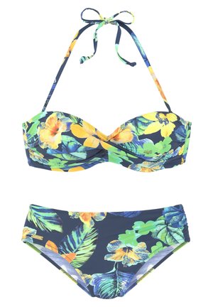 WIRE BANDEAU - Bikinit - nachtblau gelb