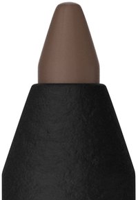 Crayon marron avec une pointe conique, logé dans un boîtier triangulaire noir mat. La texture semble lisse avec un léger éclat sur le crayon.