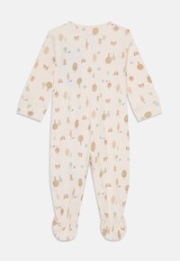 Body en coton à manches longues de couleur crème avec un motif d'animaux de la forêt et d'arbres. Poignets froncés et col rond.