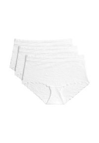 Vita bomullsunderkläder i set med ett blommigt spetsmönster, vågiga kanter, mjukt material och en bekväm midjeband.