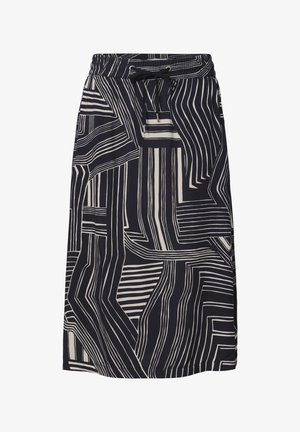Street One, MIDIROCK MIT ELASTIKBUND UND PRINT - A-linjainen hame - darkest blue