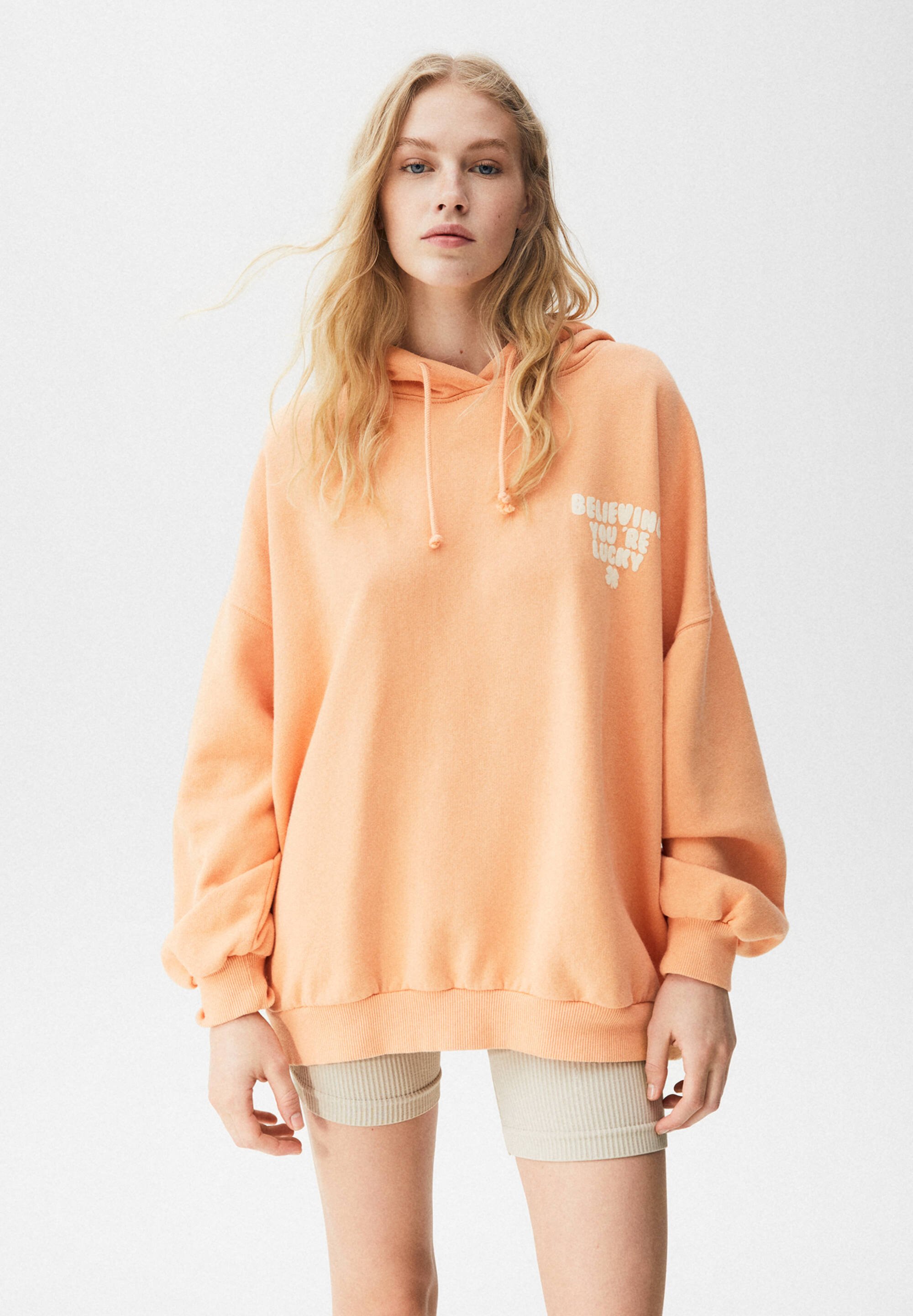 PULLu0026BEAR WITH BACK PRINT - Hoodie - orange - Zalando.ie