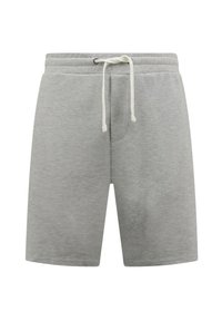 Grijze katoenen shorts met een elastische tailleband, verstelbaar trekkoord, zijzakken en een zachte, gladde textuur.