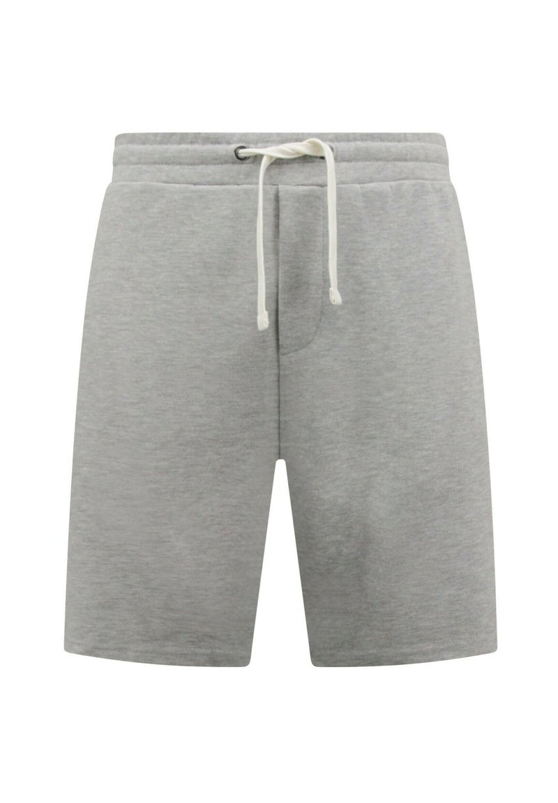 Grijze katoenen shorts met een elastische tailleband, verstelbaar trekkoord, zijzakken en een zachte, gladde textuur.