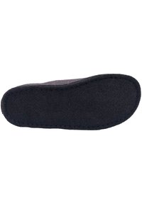 Black felt slipper sole with a textured surface, rounded edges, and visible stitching along the perimeter for durability.
