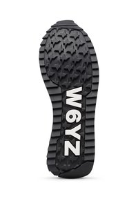 Shoe sole with deep treads and "W6YZ" branding in white, designed for grip and outdoor use.