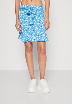 Even&Odd MINI SKIRT WITH VOLANT - Φούστα σε γραμμή Α - light blue/white