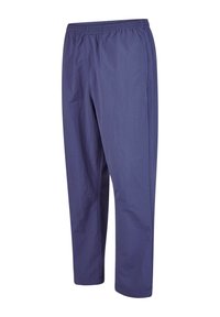 Marineblaue, leichte Hose mit elastischem Bund, geradem Schnitt, weicher Textur und minimalistischem Design, geeignet für legere Anlässe.