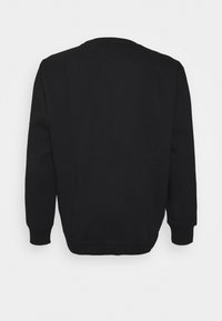 Felpa nera con maniche lunghe, scollo rotondo e polsini a coste. Caratterizzata da una texture morbida e un design minimalista. Vista posteriore mostrata.