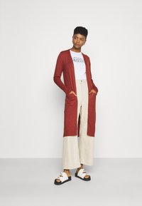 VILA VIRIL LONG CARDIGAN - Casaco de malha - burnt henna melange