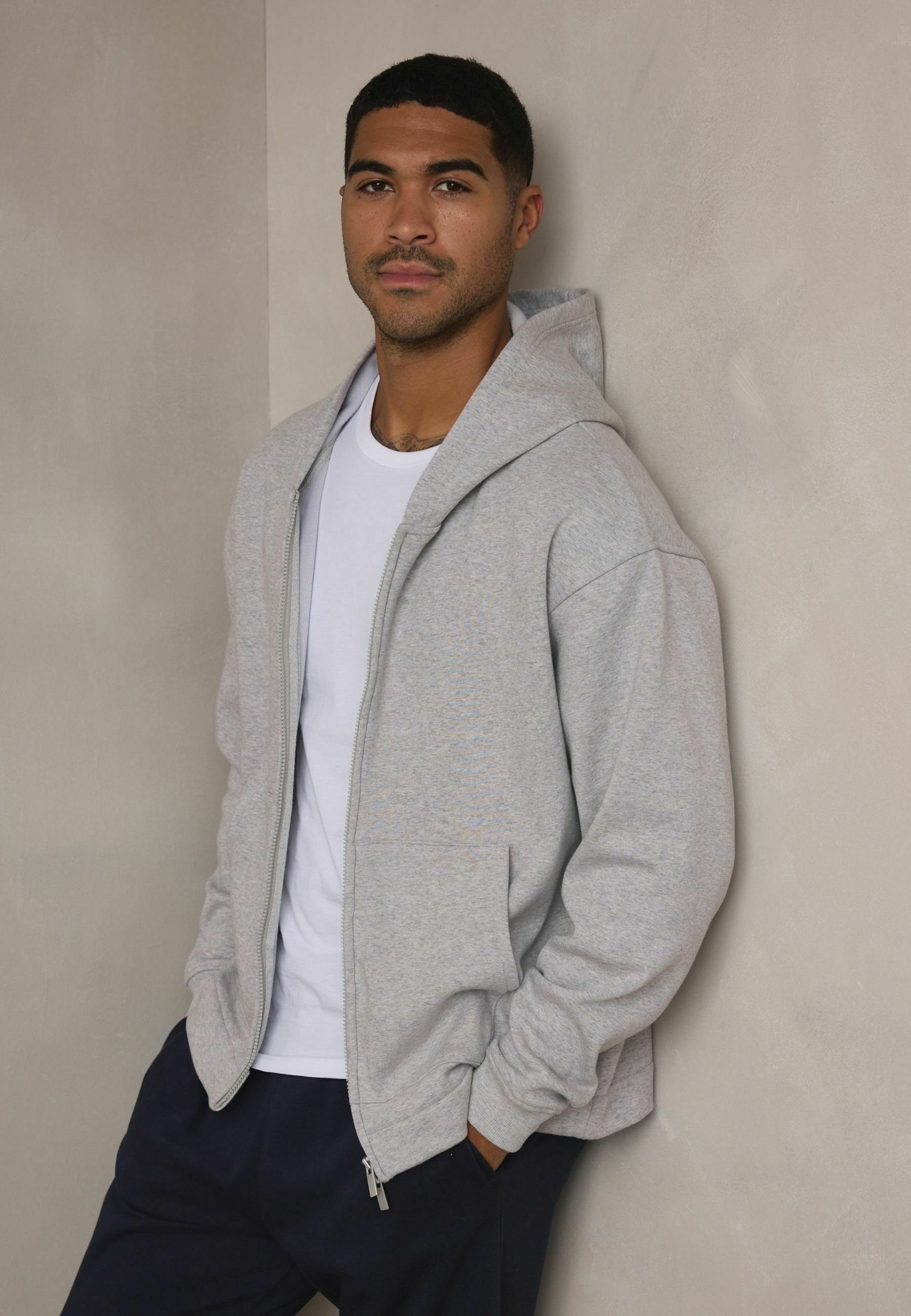 Next LINED THROUGH - Zip-up sweatshirt - slate grey/grey - Zalando