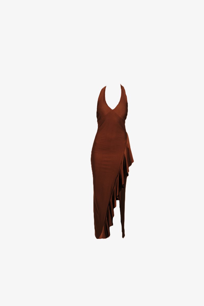 G Wal WAL G. ROSIE HALTERNECK - Vestido comprido - chocolate brown/castanho ...