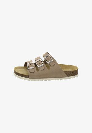 AFS Schuhe, PANTOLETTEN DAMEN DREISCHNALLER SAND - Pantolette flach - sand