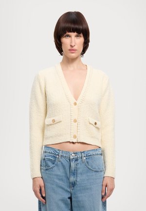 DOUBLE POCKET CROPPED CARDIGAN - Kardigán - cream