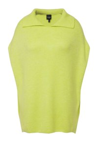 Pullower lavorato a maglia di un brillante giallo con colletto, caratterizzato da una texture a coste, una vestibilità comoda e fessure laterali per facilitare il movimento.